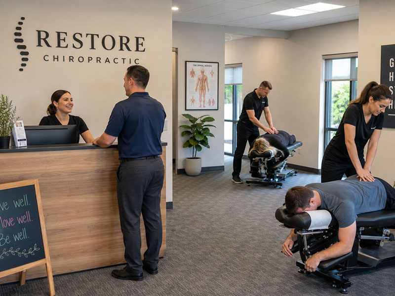 Chiropractic office with patients